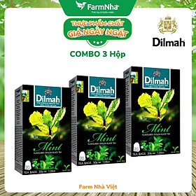 (Combo 3 Hộp) Trà Dilmah Mint vị Bạc Hà túi lọc 30g 20 túi x 1.5g - Tinh hoa trà Sri Lanka