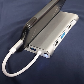 Mua Hub USB Type-C 7 cổng chuyên dụng cho  Samsung Dex - hỗ trợ HDMI/ VGA/ RJ45 sạc nhanh/ USB 3.0 70371