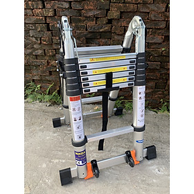 Mua Thang nhôm rút gọn chữ A có bánh xe NiNDA ND-44AIS cao chữ A 2m1  tải trọng 300kg  chất liệu dày dặn chắc chắn- Hàng Chính Hãng