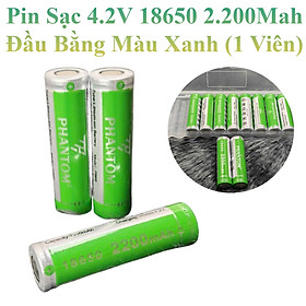 Pin Sạc Lithium 18650 4.2V 2.200Mah Đầu Bằng Màu Xanh Lá (1 Viên)