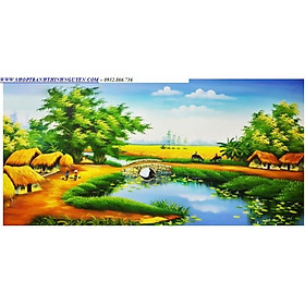 Tranh đính đá phong cảnh làng quê Việt -YN5375