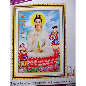 Mua Tranh thêu chữ thập phật bà quan âm ngồi LV3372
