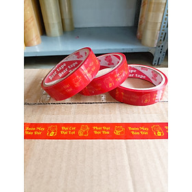 1 cuộn băng keo in mèo thần tài, in chữ đại cát đại lơi, 24mm 24m