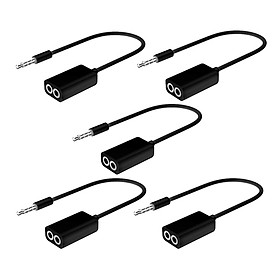 5 PCs Headset Adapter 3.5mm Stereo Audio Male to 2 Female Y Splitter Cable