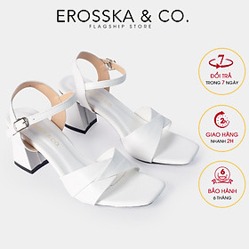 Giày sandal cao gót Erosska thời trang mũi vuông quai ngang bắt chéo cao 7cm EB020