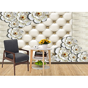 Tranh dán tường 3d,TRANH HOA 3D DÁN TƯỜNG CAO CẤP, Tranh hoa 3D, tranh lụa 3D dán tường,tranh dán tường phòng khách 3D PVP-42860