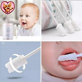 Hộp 30 gạc rơ lưỡi tiệt trùng dạng que và Vcool, que gạc rơ lưỡi thần thánh an toàn vệ sinh cho bé