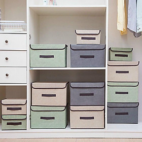 SALEcombo 2 hộp túi vải đựng đồ thùng đựng quần áo đồ lót đồ chơi đa năng bằng vải cứng,có nắp không cần tủ