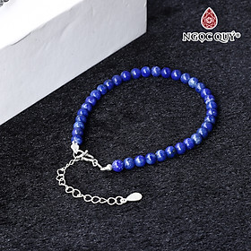 Vòng tay đá lapis lazuli hạt mini khóa bạc mệnh thủy, mộc - Ngọc Quý Gemstones