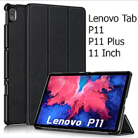 Bao Da Cover Cho Máy Tính Bảng Lenovo Tab P11 / P11 Plus 11 Inch TB-J606 / TB-J607 Hỗ Trợ Smart Cover