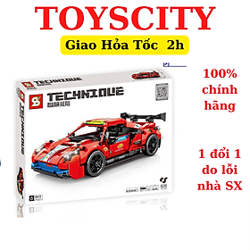 Đồ chơi lắp ráp mô hình xe kéo cót chạy đà Xe đua Ferrari 448