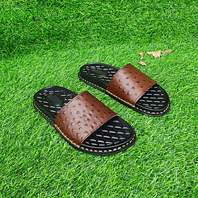 Dép nam một bản da bò Trường Hải 2 màu nâu, kem DN120