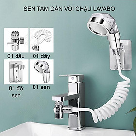 Đầu sen tắm tăng áp gắn vòi chậu rửa Lavabo, gắn vòi chậu rửa bát tiện dụng