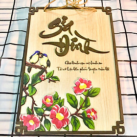 Mua Tranh gỗ chữ thư pháp Gia Đình kích thước 28x22cm Gia đình vạn sự bình an Phúc vô lộc đến phúc duyên tràn đầy