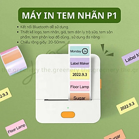 Mua Máy in tem nhãn  máy in nhiệt mini cầm tay The Greenery-P1 kết nối bluetooth không dây  dễ sử dụng - thiết kế tem nhãn