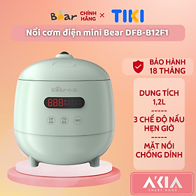 Nồi cơm điện mini Bear DFB-B12F1, dung tích 1.2L, 3 chế độ nấu ăn, hẹn giờ