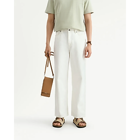 Quần denim nam / Quần jean màu Trắng thêu túi sau Form Straight cropped - RT 10S25DPA011 | ROUTINE CÀ MAU