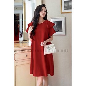 Đầm babydoll đỏ cổ tròn NGADO , đầm babydoll , đầm suông , đầm dạo phố