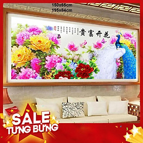 Tranh thêu chữ thập chim công hn0780 150x65cm