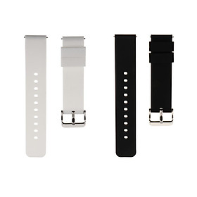 2pcs Silicone Bracelet Strap Watch Band Sports Casual Strap Black White 18mm