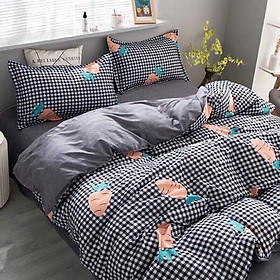 Set Cotton Poly Hàng Nhập Khẩu 4 Món Cà Rốt Kẻ Đen
