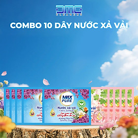 Combo 10 Dây Nước Xả Vải Maxpure Hương Coco + Hương Thư Thái (5 Dây Coco + 5 Dây Thư Thái ) 100 Gói x 20ML - Tiện Lợi Thơm Mát 7 Ngày