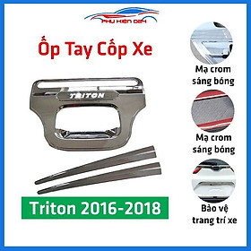 Ốp tay mở cốp mạ Triton 2019-2020-2021, 2016-2017-2018 hai màu đen, mạ crom trang trí xe chống va đập hiệu quả