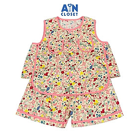 Bộ quần áo Ngắn bé gái họa tiết Hoa Nhí Dâu Hồng cotton - AICDBGKEYZC8 - AIN Closet
