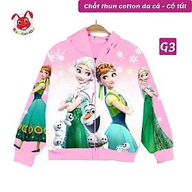 Áo khoác bé gái hình Elsa từ 10-43kg -Thun cotton da cá - Kiến Lửa