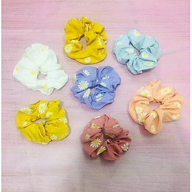 Set 3 dây chun buộc tóc Scrunchies hoa cúc nhiều màu (Màu giao ngẫu nhiên )