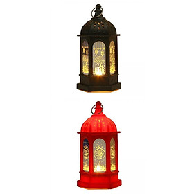 2x LED Wind Lights Ramadan Lantern Lamp Hanging for Eid AL Adha Event Decor