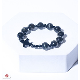 Vòng Chuỗi Mân Côi Đá Mắt Hổ Xanh - Tiger's eyes 8mm - Hợp mệnh Thủy, Mộc - Đem lại may mắn, bình an - Nhiều kích thước lựa chọn | VietGemstones