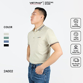 Áo Thun Polo Nam Cao Cấp VIỆT PHÁP / Form Basic- Chất liệu cotton dệt kiêu cá sấu co dãn thấm hút mồ hồi tốt 2A002 - kem, kem