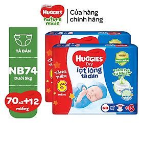 Tặng thêm miếng Combo 2 Tã dán sơ sinh Tràm Trà Tự Nhiên Huggies NB40 NB70