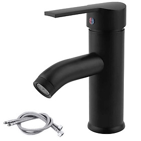 Tap bồn rửa đen, vòi nước nóng và lạnh, máy trộn phòng tắm bằng thép không gỉ, cho bồn rửa hoặc bồn rửa trong phòng tắm, bồn rửa tay, có thể điều chỉnh nóng và lạnh có thể điều chỉnh