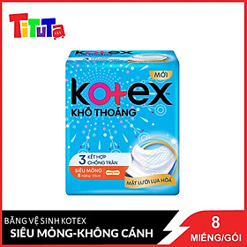 Băng Vệ Sinh Kotex Khô Thoáng 23cm Siêu Mỏng Không Cánh 8 Miếng