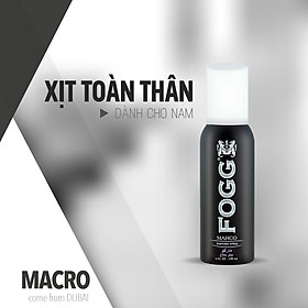 Xịt toàn thân nước hoa Dubai FOGG Macro 120ml,Xịt toàn thân hương nước hoa,Xịt toàn thân nước hoa,Xịt thơm,Xịt mùi cơ thể,Xịt toàn thân dành cho nam,Xịt toàn thân lưu hương 6-8 tiếng, Xịt toàn thân khử mùi, Xịt khử mùi nuóc hoa,Xịt toàn thân không gas