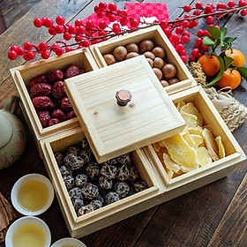 Combo 4 Hộp Mứt Tết, Khay Mứt Đựng Bánh Kẹo Kèm Nắp Đậy Vintage