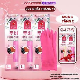 Mua  Mua 3 Tặng 2  Bộ 3 Đôi Găng Tay Cao Su Tự Nhiên Ruby Hồng Ngọc 39cm