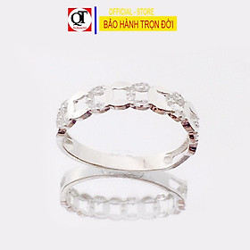 Nhẫn nữ  chất liệu bạc ta bề mặt gắn đá trắng sáng trang sức Bạc Quang Thản – QTNU82