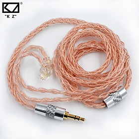 KZ OFC Headset Cable 8 Core High Oxygen-free Copper Upgrade Headset Wire 3.5mm Standard Gold-plated Plug 0.75mm Pin Pink Gold Earphone Cable Premium Sound Quality Earphone Replacement Cable For KZ ZS10PRO ZAX ASX ZSX ZSN PRO DQ6