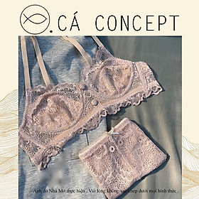 Set bra hồng đất CÁ CONCEPT đồ lót thiết kế có gọng không mút có lót nude đủ size