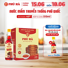 Nước mắm truyền thống Phú Quốc Phú Hà 40 độ đạm - Hộp 6 chai 510ml