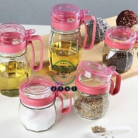Mua Bộ 5 hũ thủy tinh đựng gia vị và dầu ăn- Bộ gia vị nhà bếp