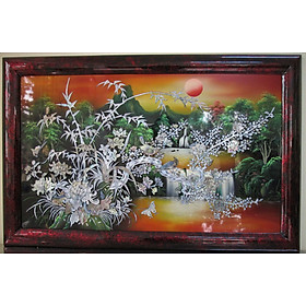 Mua TRANH SƠN MÀI - TỨ QUÝ - MAY MẮN - TÀI LỘC - VUI XUÂN - KÍCH THƯỚC 60X90