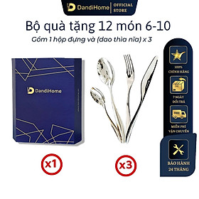 Bộ dụng cụ bàn ăn kèm hộp quà tặng dao thìa nĩa Inox DandiHome cao cấp