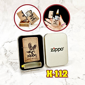 Mua Hộp quẹt bật lửa Zipo đồng cổ hình đại bàng (có mộc đáy) - (hộp thiếc kèm xăng) H-112