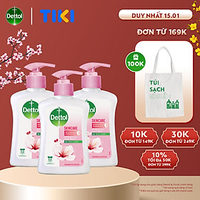 Combo 3 chai nước rửa tay Dettol kháng khuẩn dưỡng da - Chai 250g