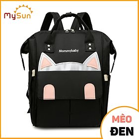 Balo bỉm sữa ĐA NĂNG có túi đựng đồ giữ nhiệt cho mẹ và em bé sơ sinh MÈO YÊU - MySun