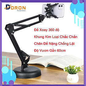 Giá Đỡ Điện Thoại Khung Kim Loại Xoay 360 độ, Chân Đế Chống Lật, Tùy Chỉnh Nhiều Góc Độ, Dùng Để Livestream, Giải Trí, Học Online - HÀNG CHÍNH HÃNG